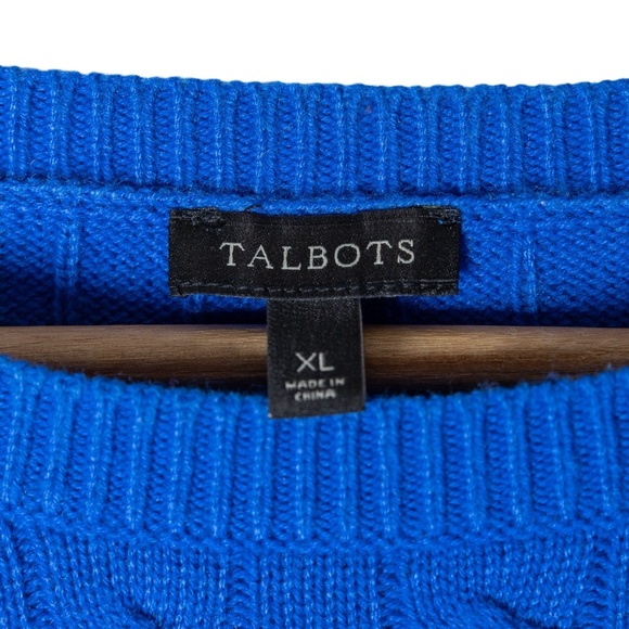 Talbots Women's Soft Cable Knit Lambswool Crewneck Sweater; Royal Blue; Size XL - Picture 4 of 9